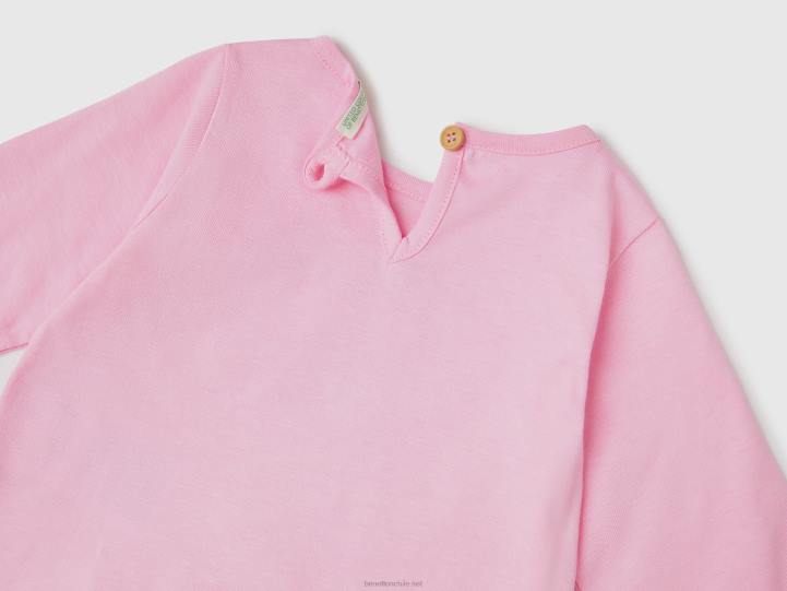 conjunto de algodón con estampados NHBF3102 rosa niños Benetton