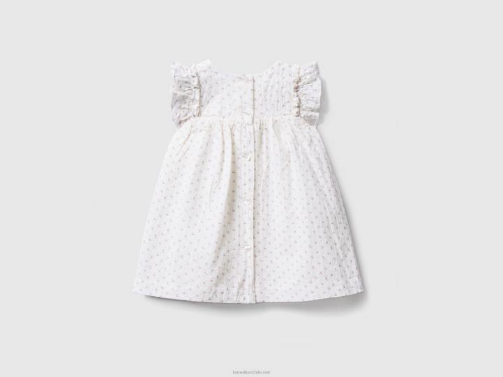 vestido floral de algodón elástico NHBF3286 blanco niños Benetton