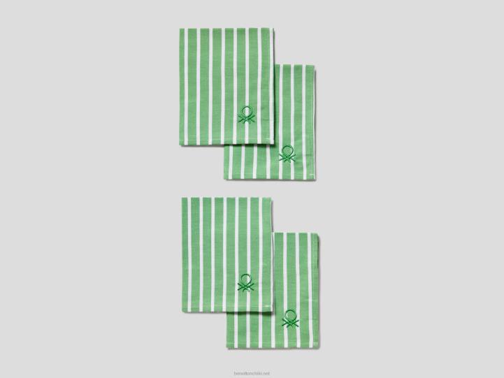 cuatro servilletas a rayas NHBF5997 verdeBenetton