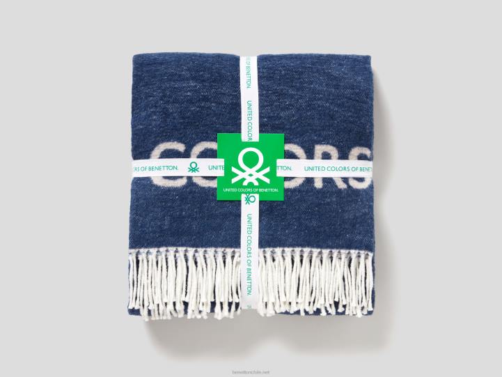 manta deshilachada con logo NHBF3378 gris oscuroBenetton