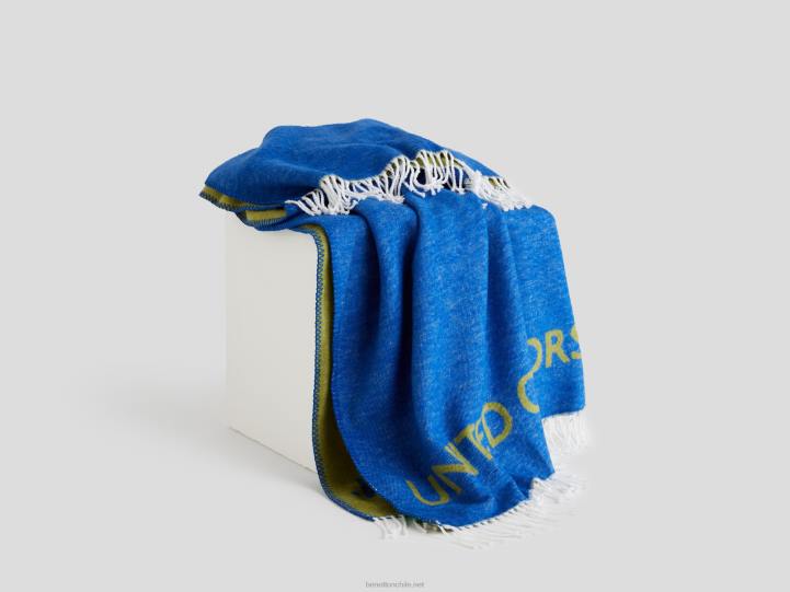 manta deshilachada con logo NHBF3382 azul brillanteBenetton