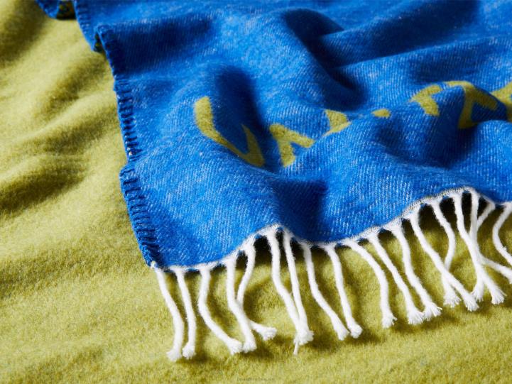 manta deshilachada con logo NHBF3382 azul brillanteBenetton